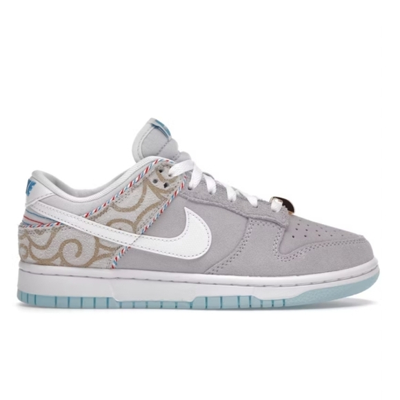Nike Dunk Low SE Barber Shop Grey Gold Hair clip - Picture 1 of 12